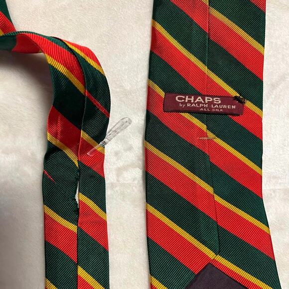 Vtg 70s 80s Ralph Lauren Chaps Silk Tie 54"x3" Diagonal Stripe Crazy Color Combo - Picture 5 of 7
